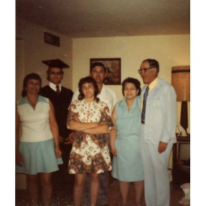 Debbie and Denny with Denny's mother on the left, my uncle Jr in the back. My gma & (step)gpa Cocky on right